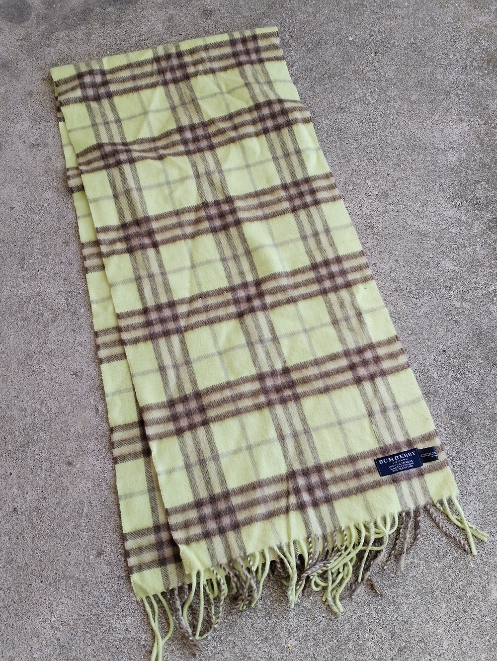 Burberry Scarf 100% Cashmere Mint Green and tan